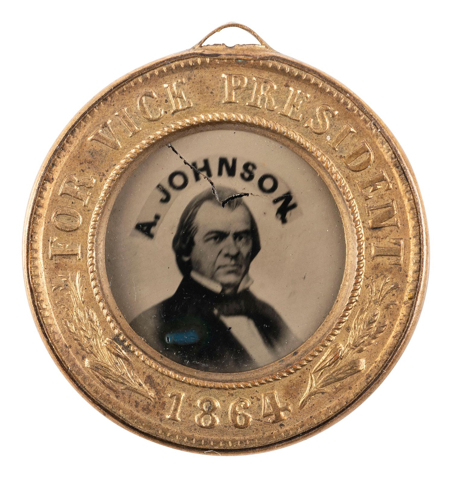 [LINCOLN, Abraham (1809-1865)]. Abraham Lincoln and Andrew Johnson back-to-back campaign ferrotype. 1864.