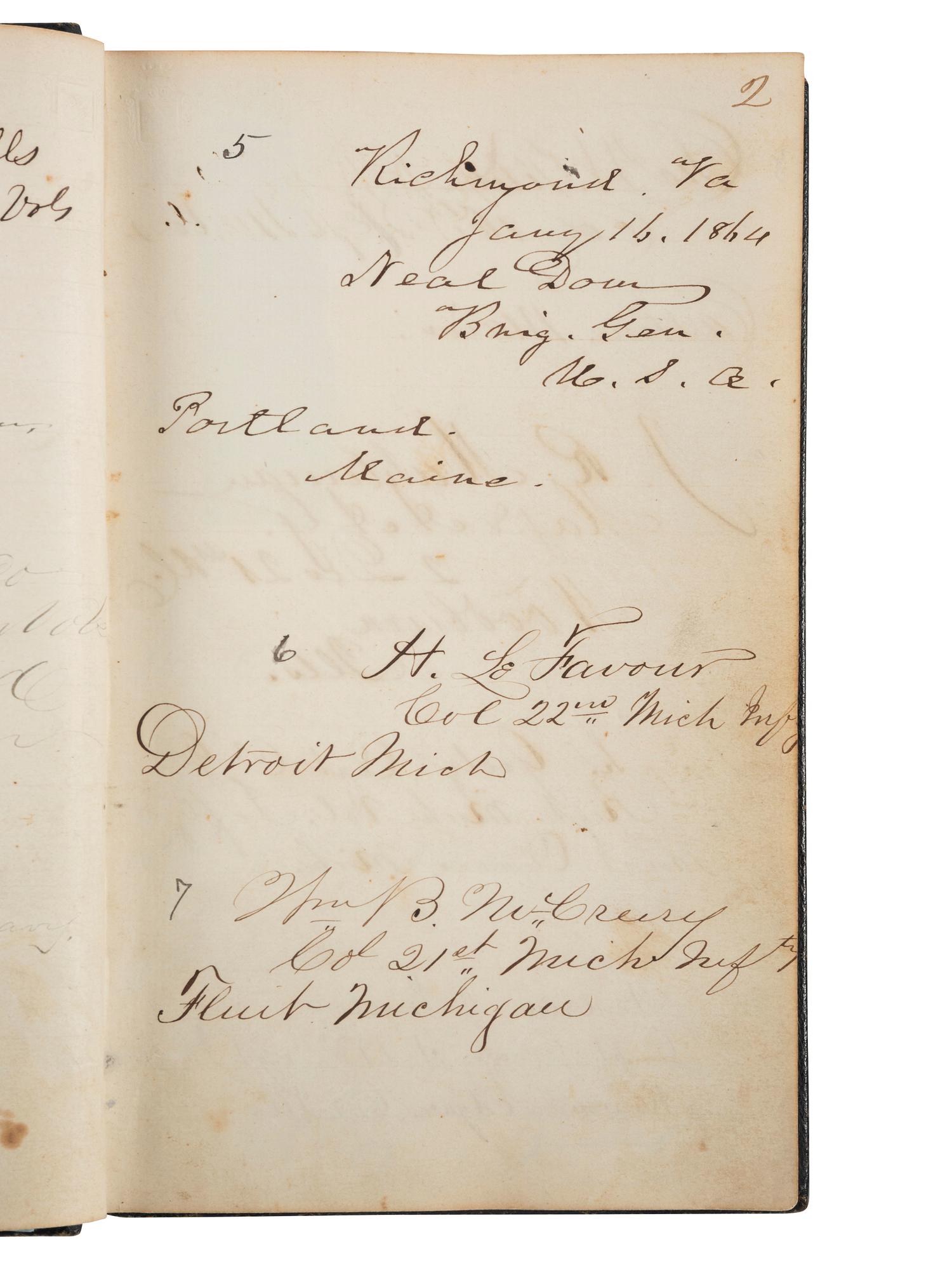 [CIVIL WAR]. Union POW autograph album signed by officers confined at Libby Prison and Bible identified to Capt. Alonzo Martin Keeler, 22nd Michigan Infantry.