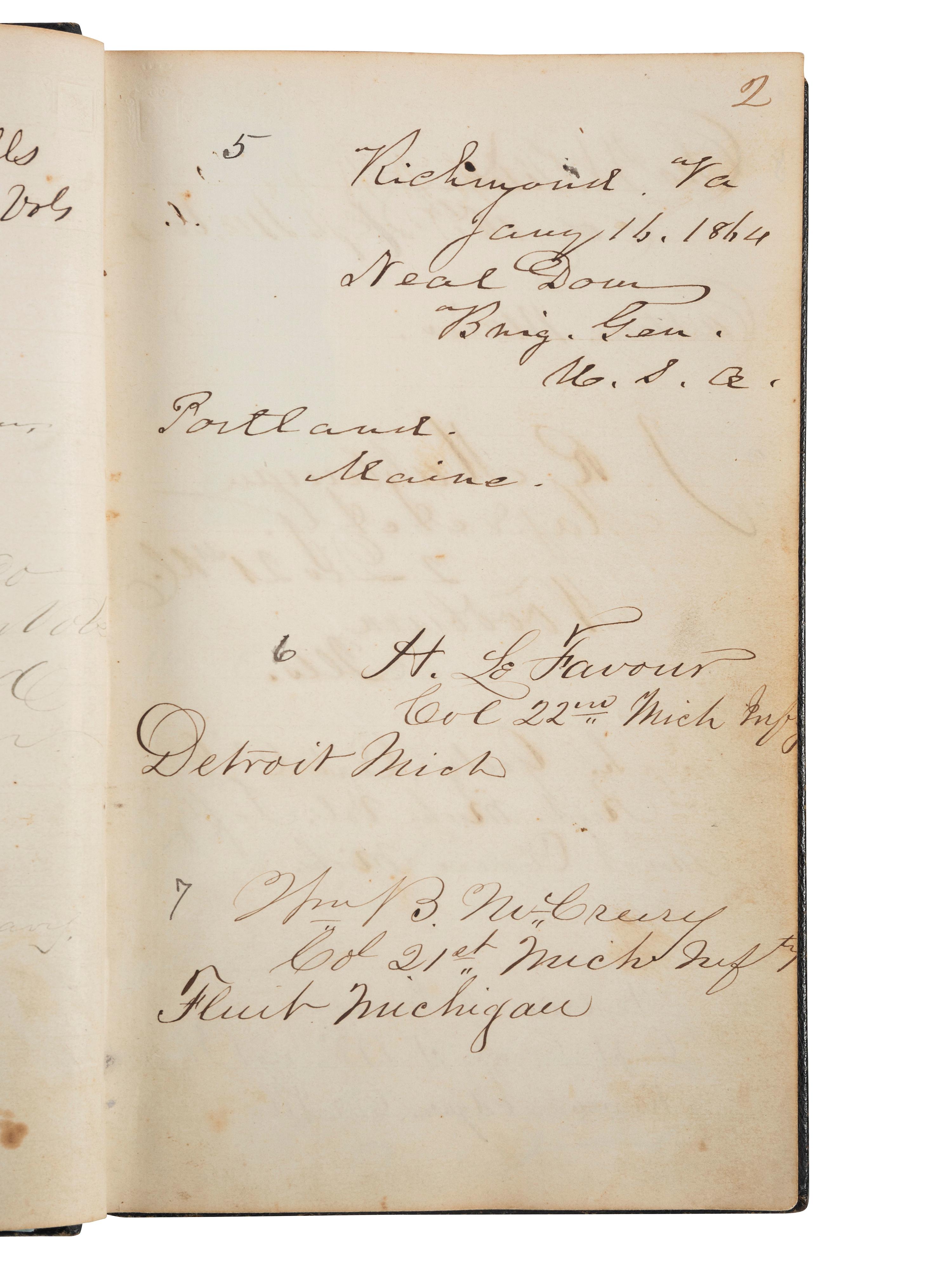 [CIVIL WAR]. Union POW autograph album signed by officers confined at Libby Prison and Bible identified to Capt. Alonzo Martin Keeler, 22nd Michigan Infantry.