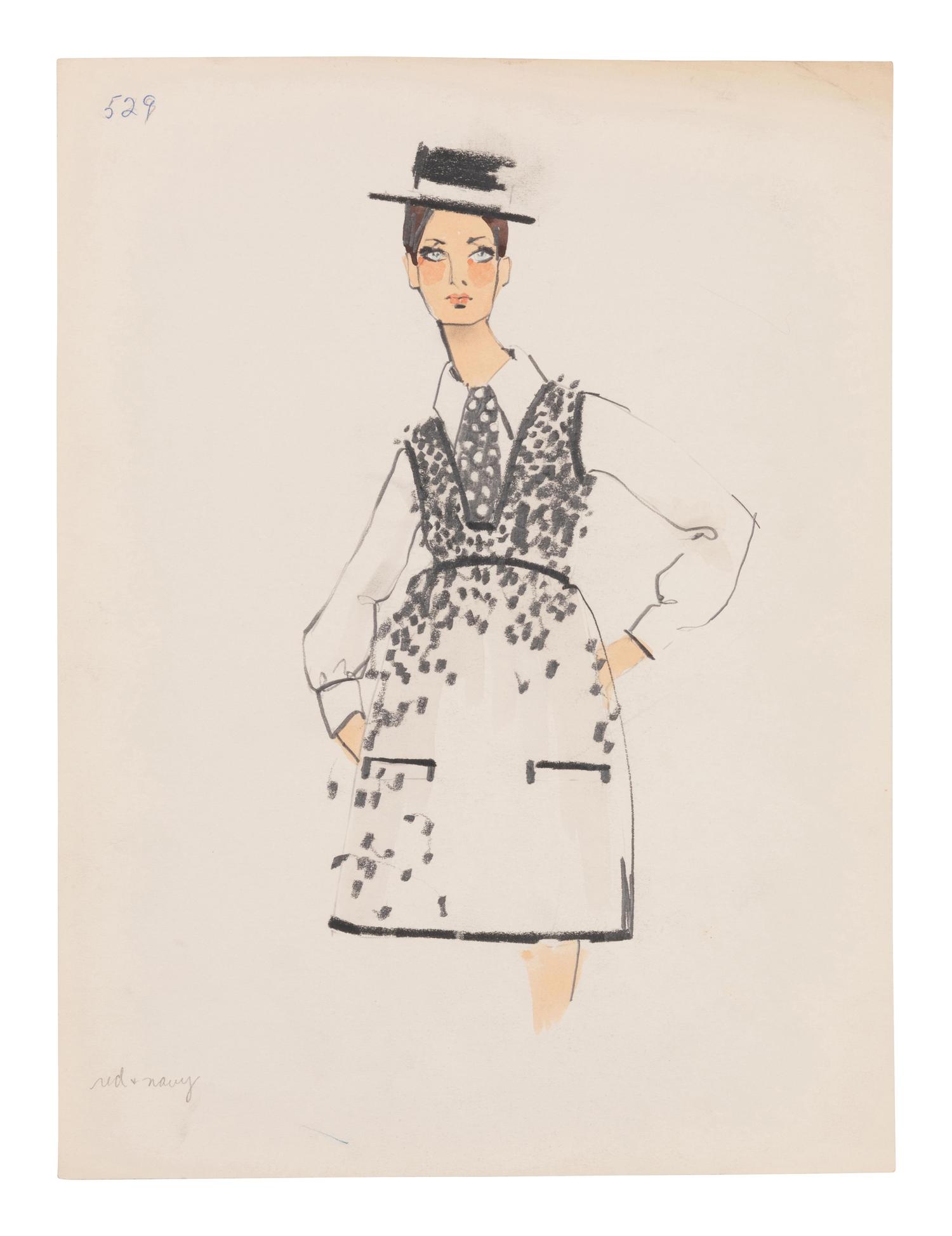 11 Michaele Vollbracht for Geoffrey Beene Fashion Illustrations, Late 1960s