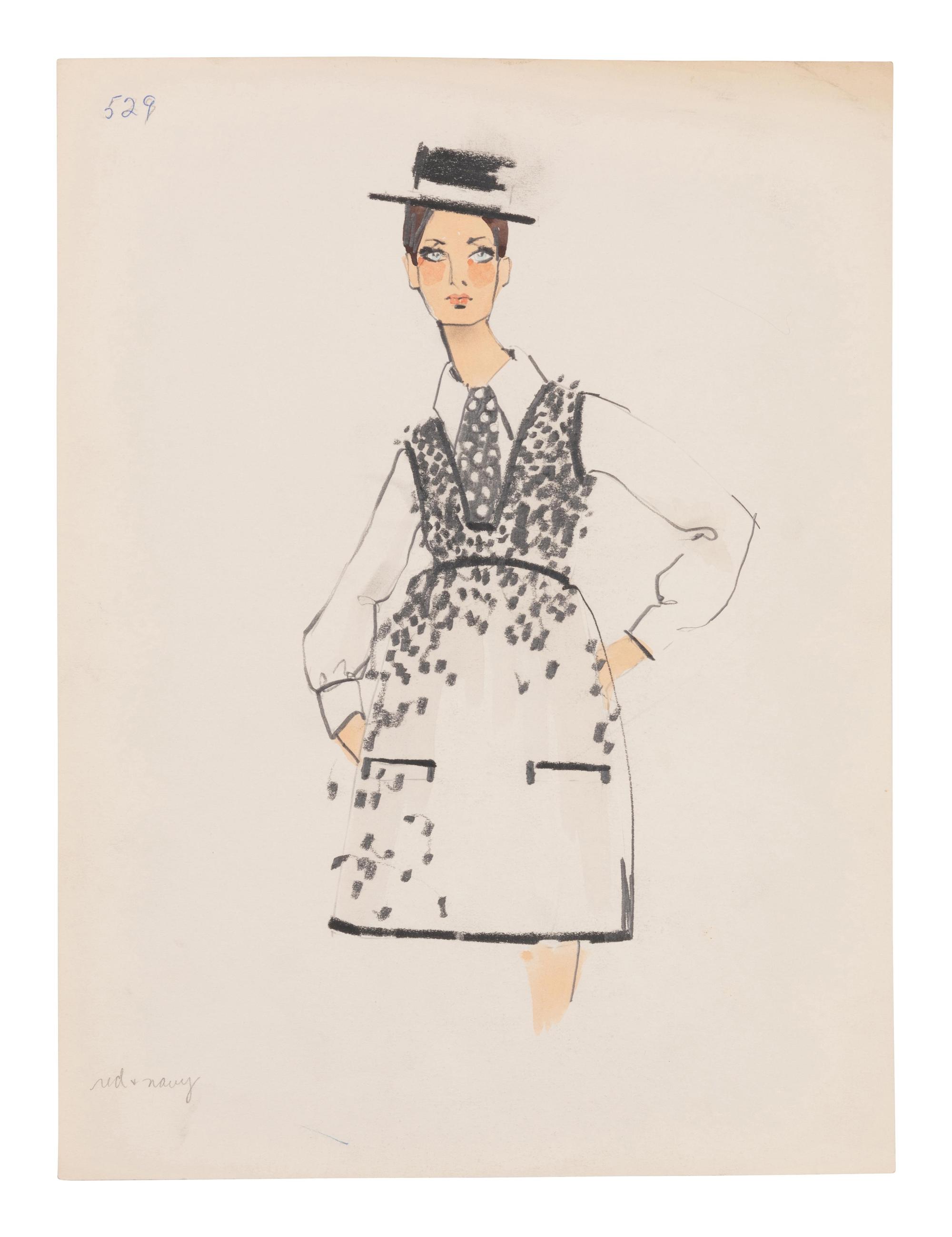 11 Michaele Vollbracht for Geoffrey Beene Fashion Illustrations, Late 1960s