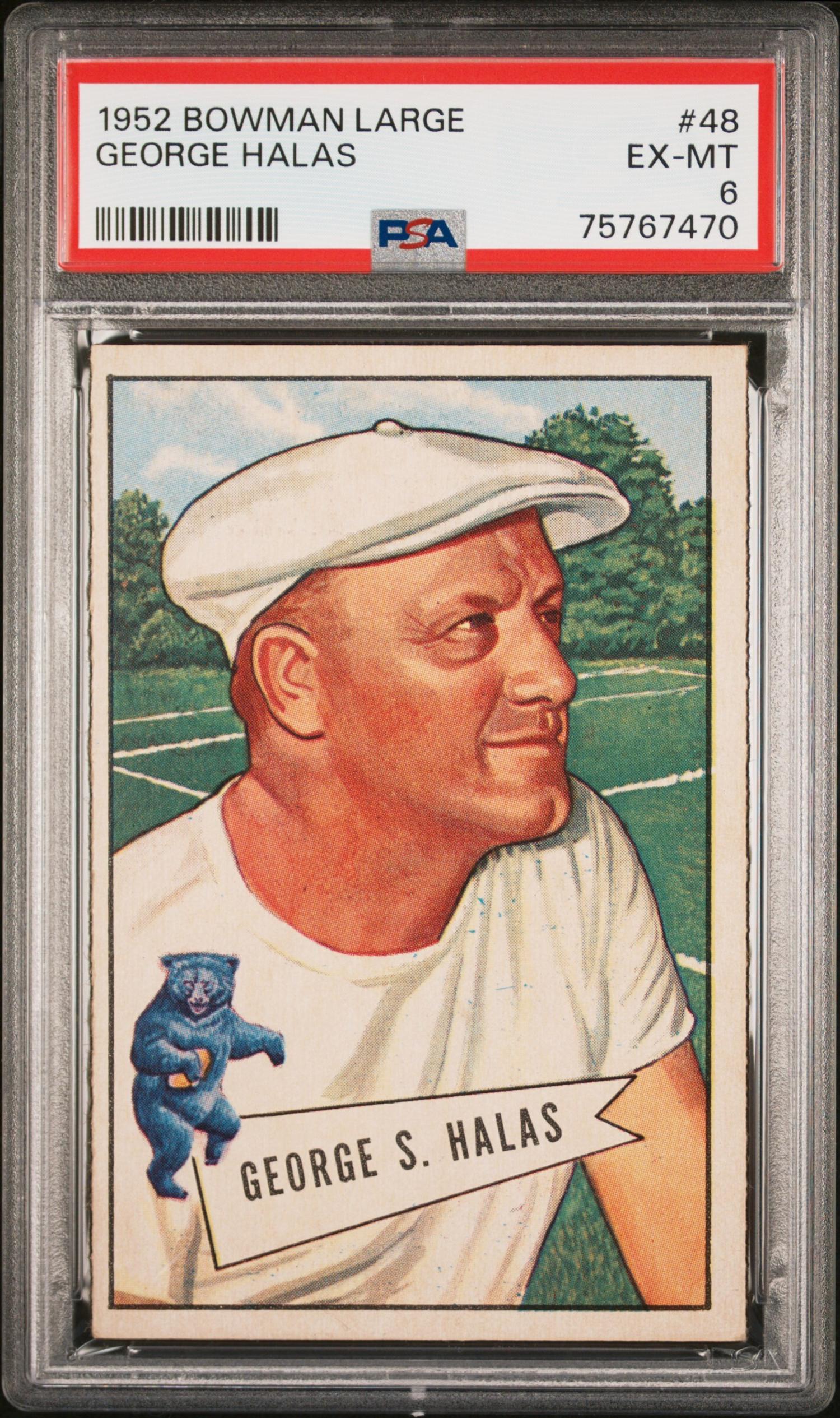 A 1952 Bowman Large George Halas Football Card No. 48 (PSA 6 EX-MT)