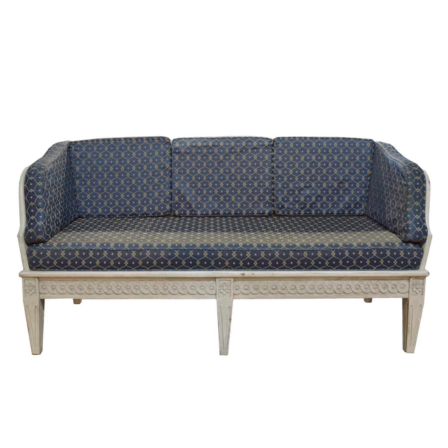 A Two Person Upholstered Settee 70" W x 26" D x 33" H — Sweden, 20th Century