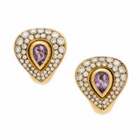 Cartier, Amethyst, Diamond, and Yellow Gold Earrings