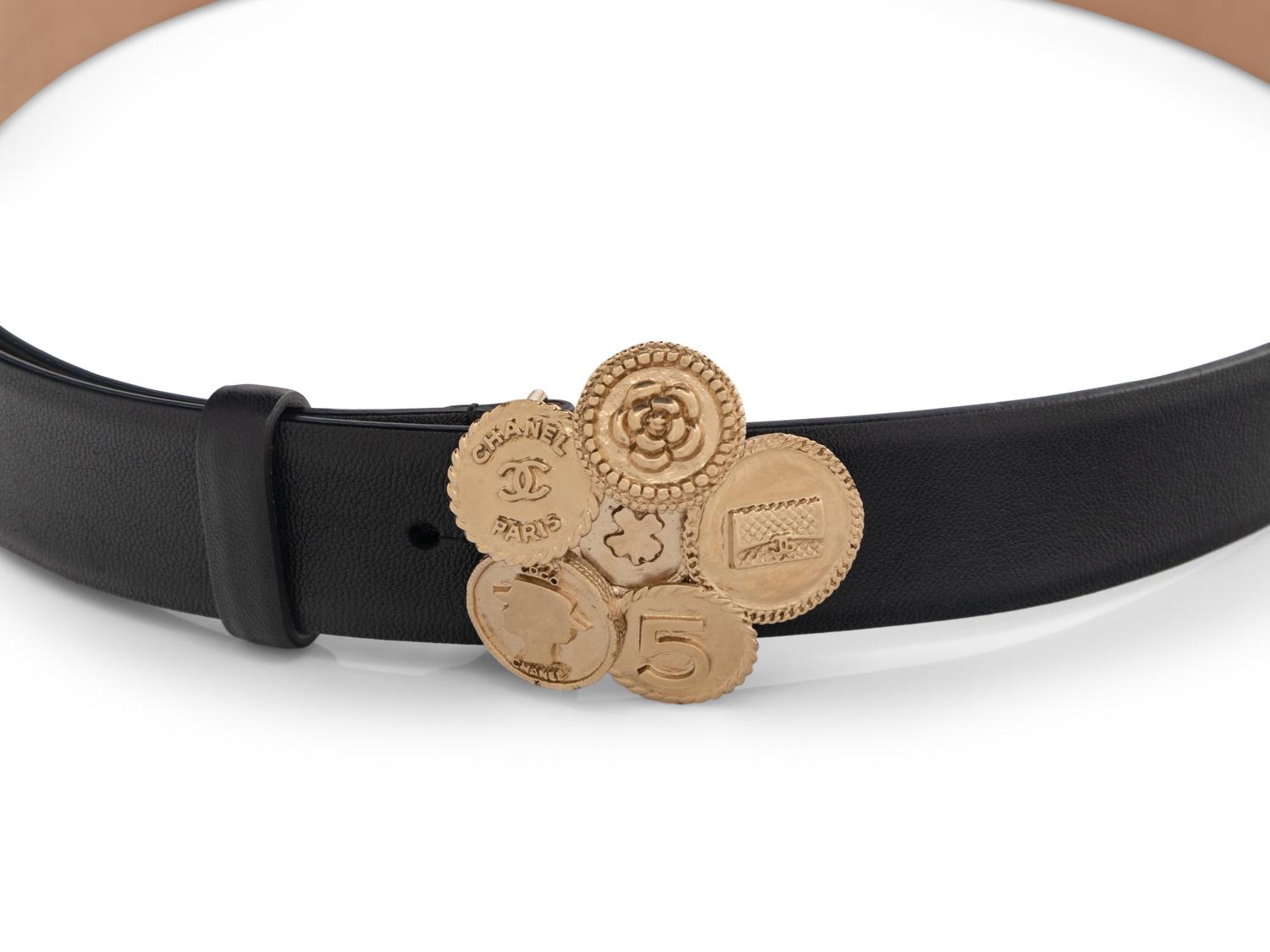 Chanel Leather Belt with Coin Buckle
