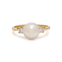 TIFFANY & CO., CULTURED PEARL AND DIAMOND RING