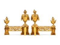 A Pair of Louis XVI Style Gilt Bronze Chenets