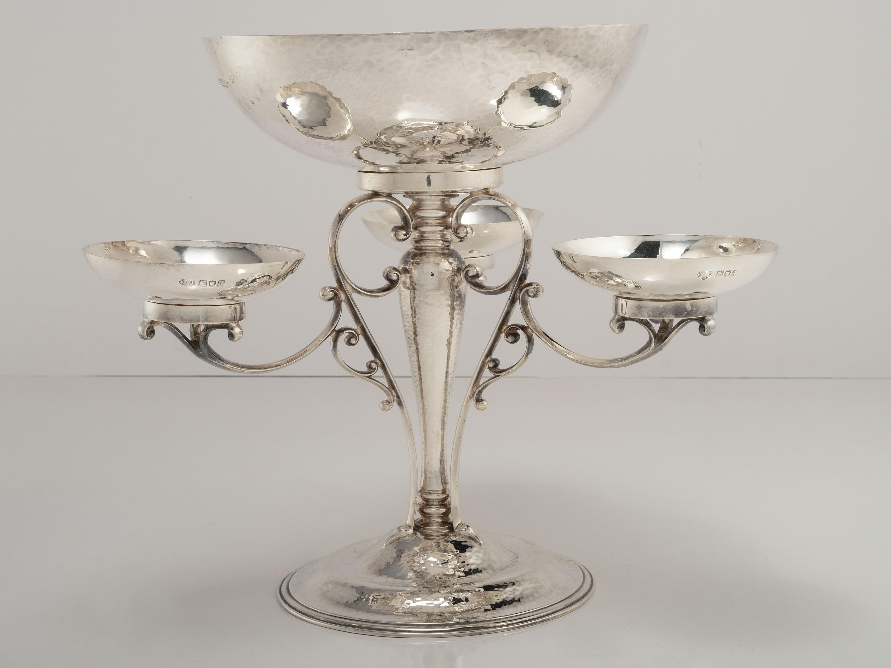 Arts and Crafts Hammered Epergne, 1905