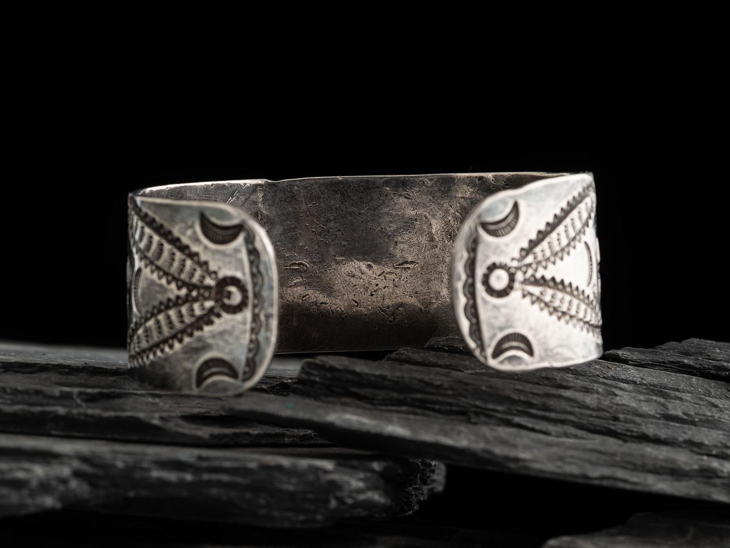 Navajo Heavily Stamped Ingot Cuff Bracelet