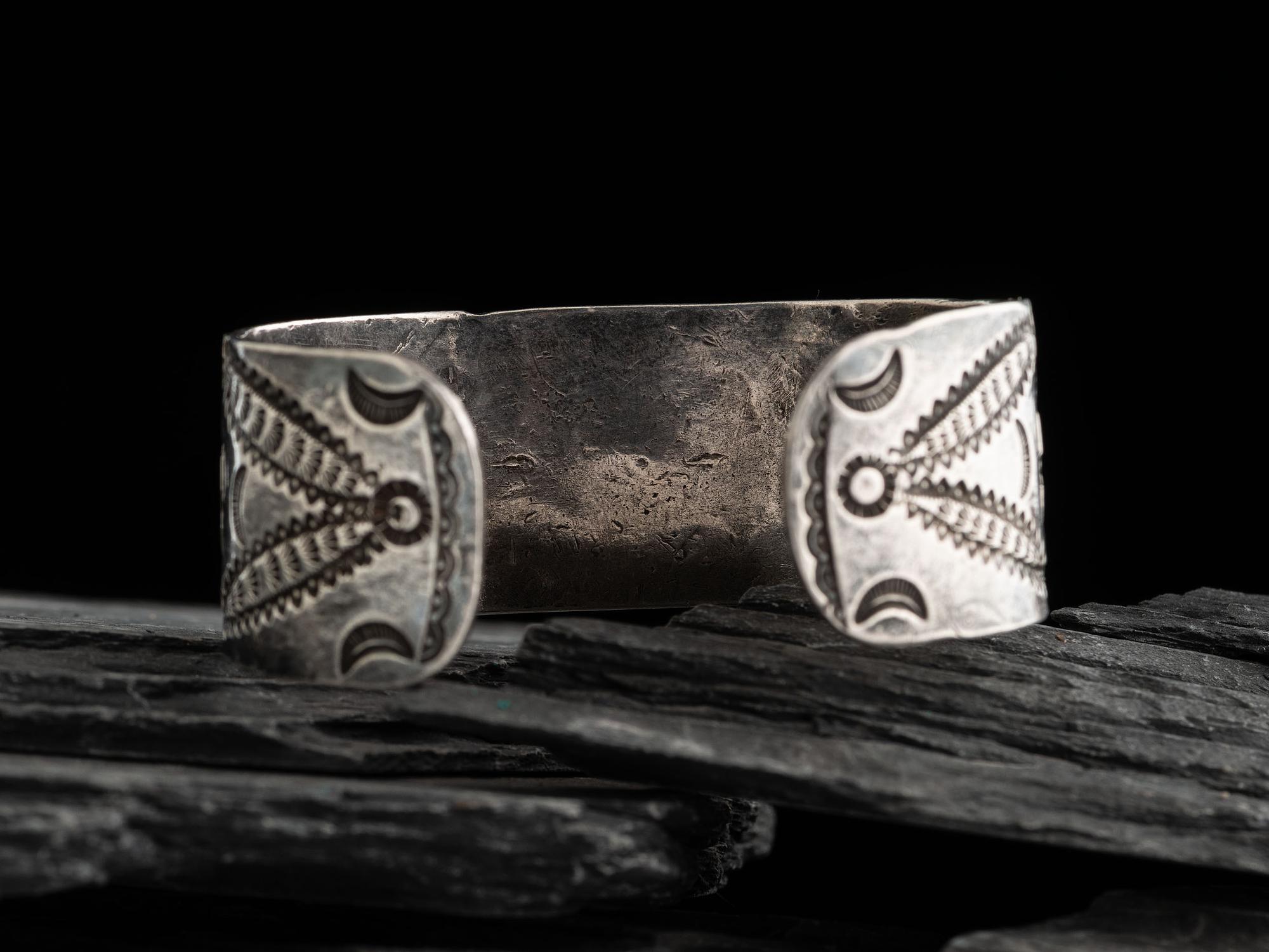 Navajo Heavily Stamped Ingot Cuff Bracelet