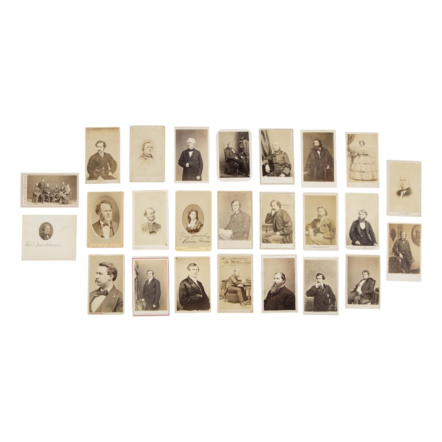 [Early Photography]. A group of 46 CDVs and cabinet cards of 19th-century personalities, including Lincoln associates.