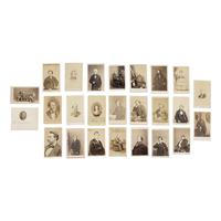 [Early Photography]. A group of 46 CDVs and cabinet cards of 19th-century personalities, including Lincoln associates.
