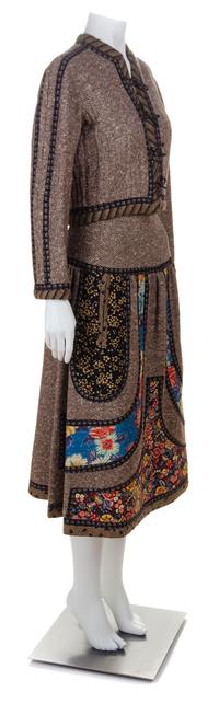 A Koos van den Akker Brown Tweed Jacket and Skirt Ensemble, Size 8.