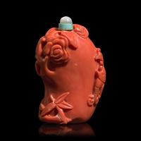 A Carved Coral Snuff Bottle, 19th to Early 20th Century