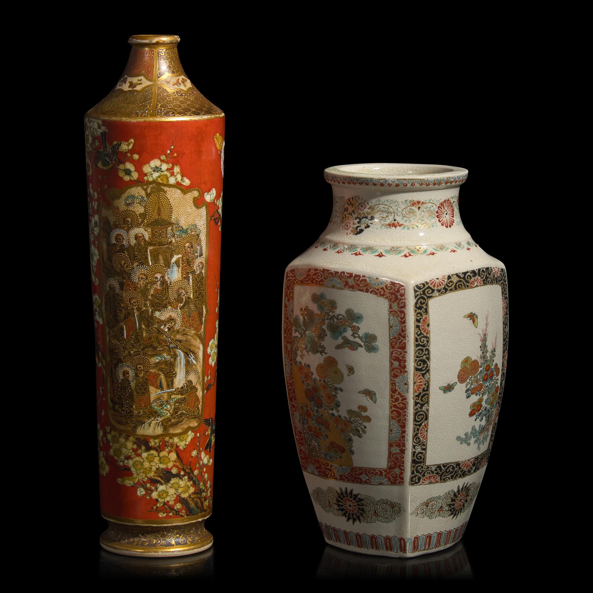 Two Japanese Satsuma-Type Vases, Meiji to Taisho Period