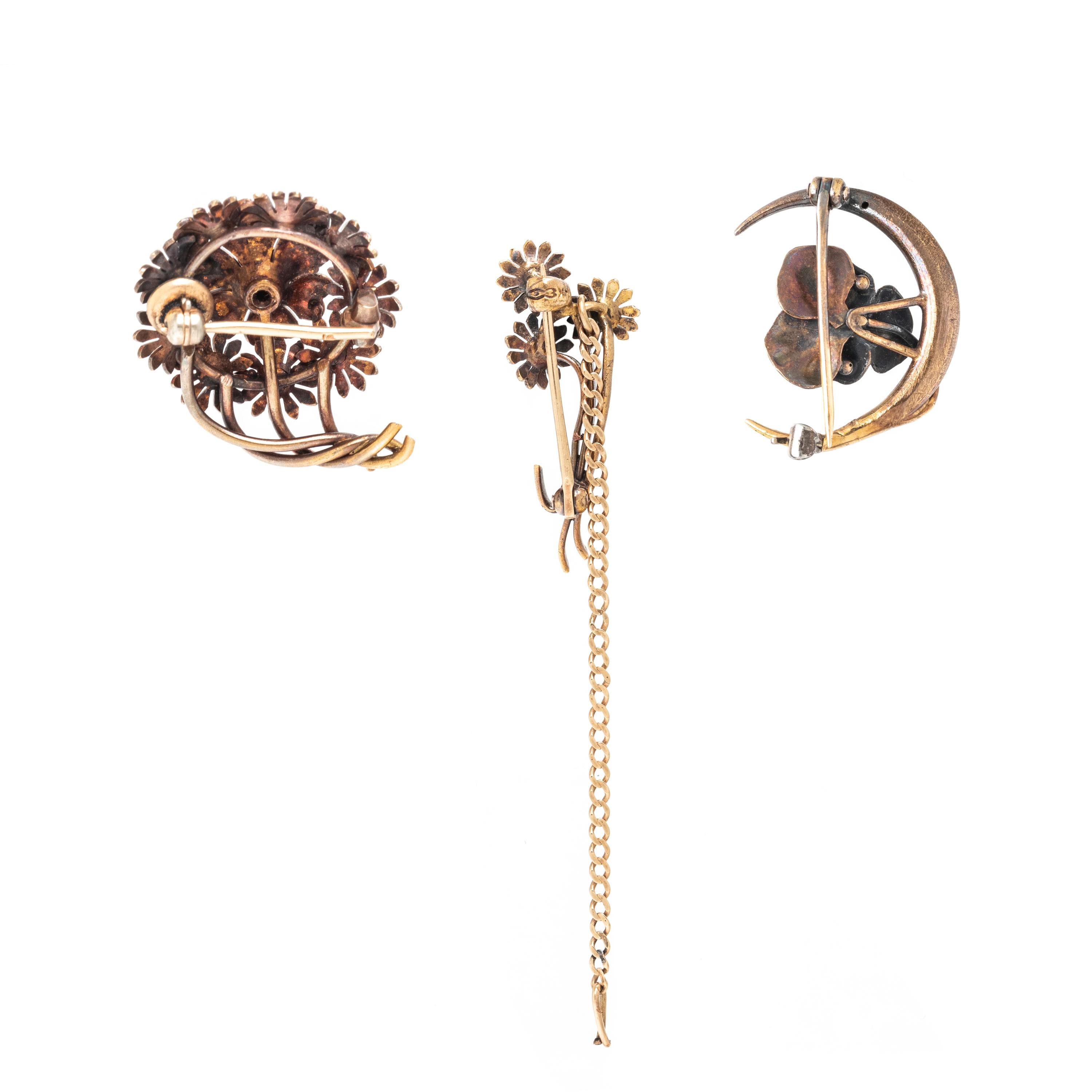 VICTORIAN, COLLECTION OF FLORAL PINS