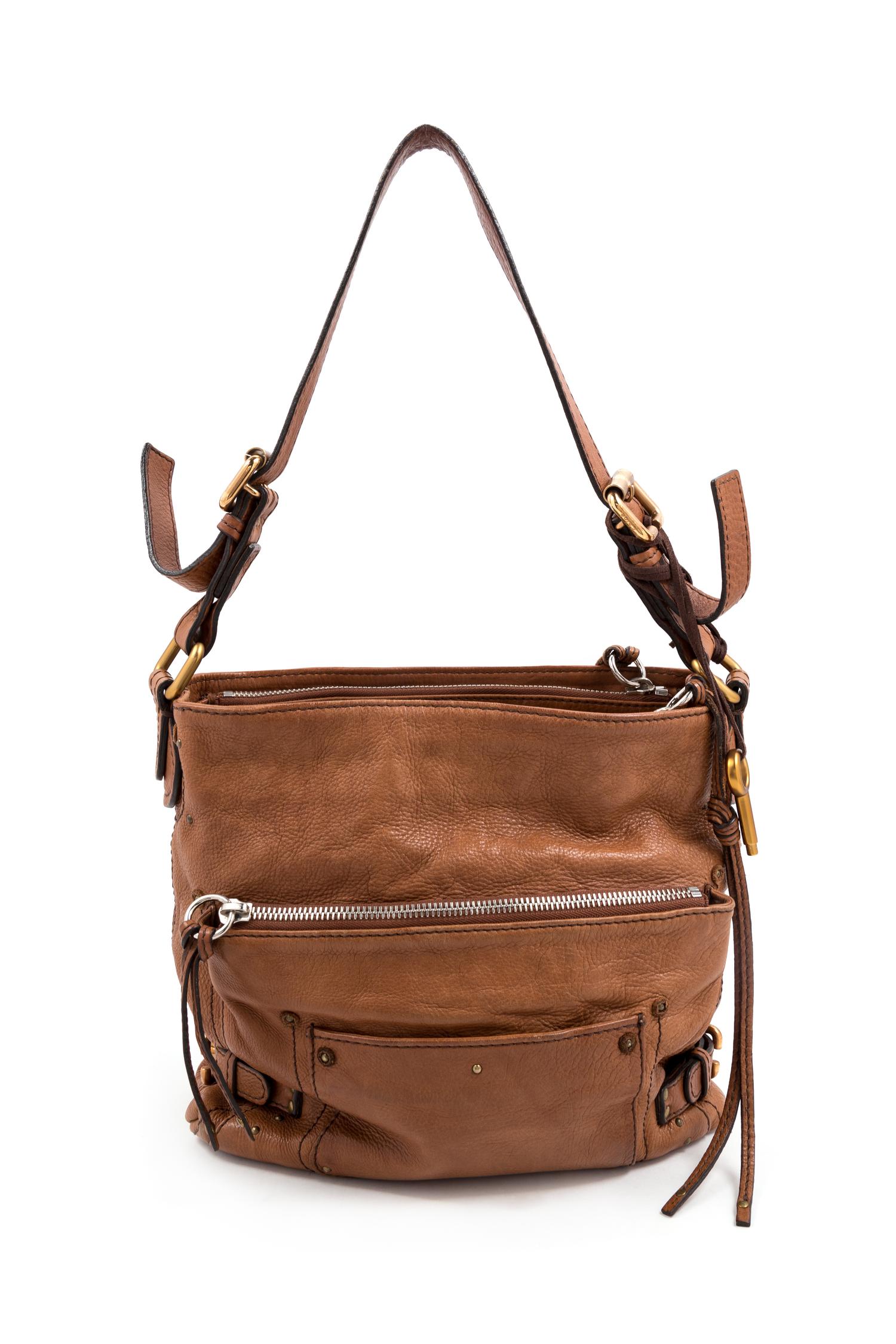 A Chloe Brown Paddington Shoulder Bag, 11.75" H x 11.75" W x 5.25" D; Strap drop: 11.5".