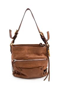 A Chloe Brown Paddington Shoulder Bag, 11.75" H x 11.75" W x 5.25" D; Strap drop: 11.5".