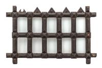 A Tramp Art Carved Wood Picture Frame Height 19 x width 29 1/2 inches.