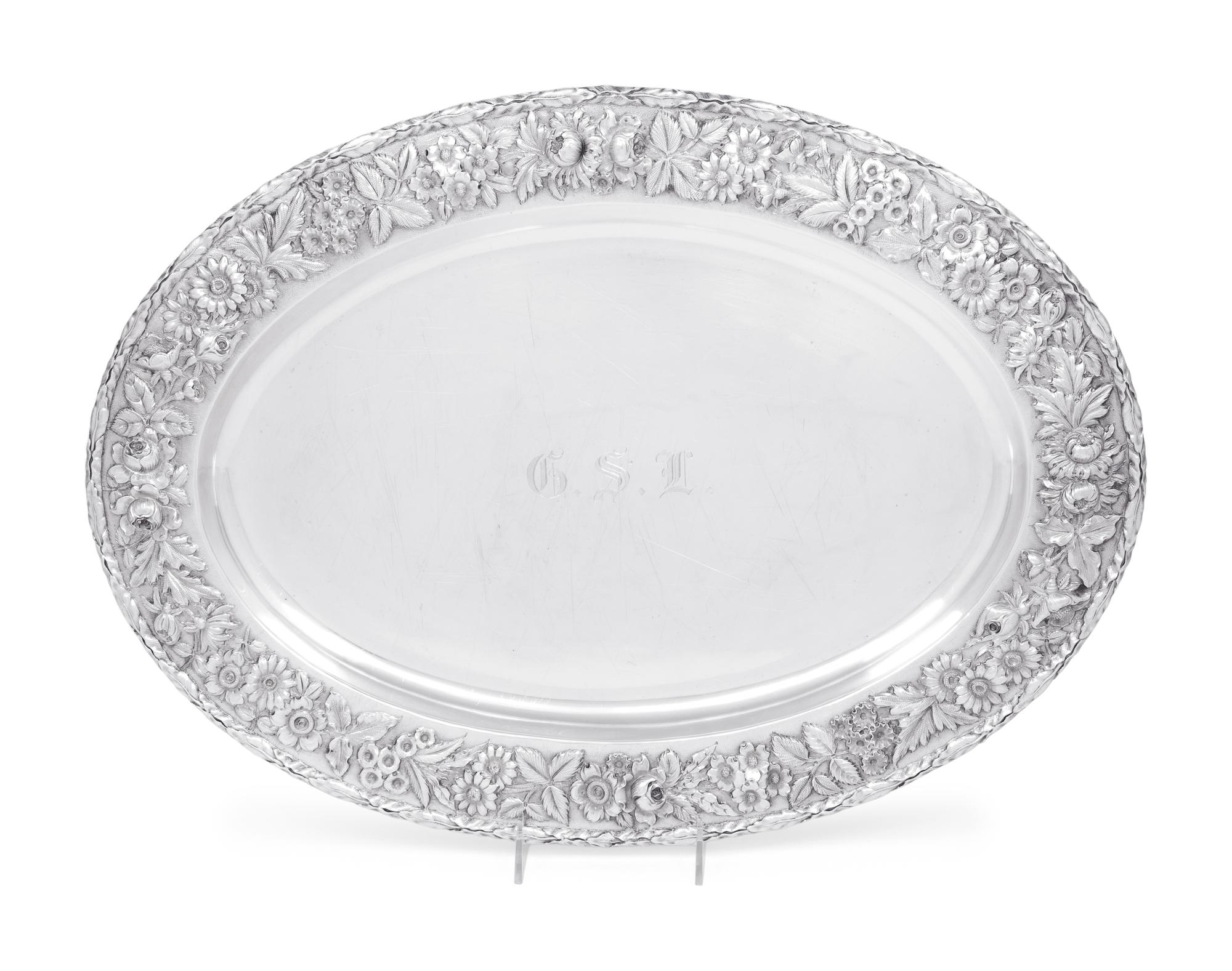 An S. Kirk & Son Repoussé Silver Serving Tray