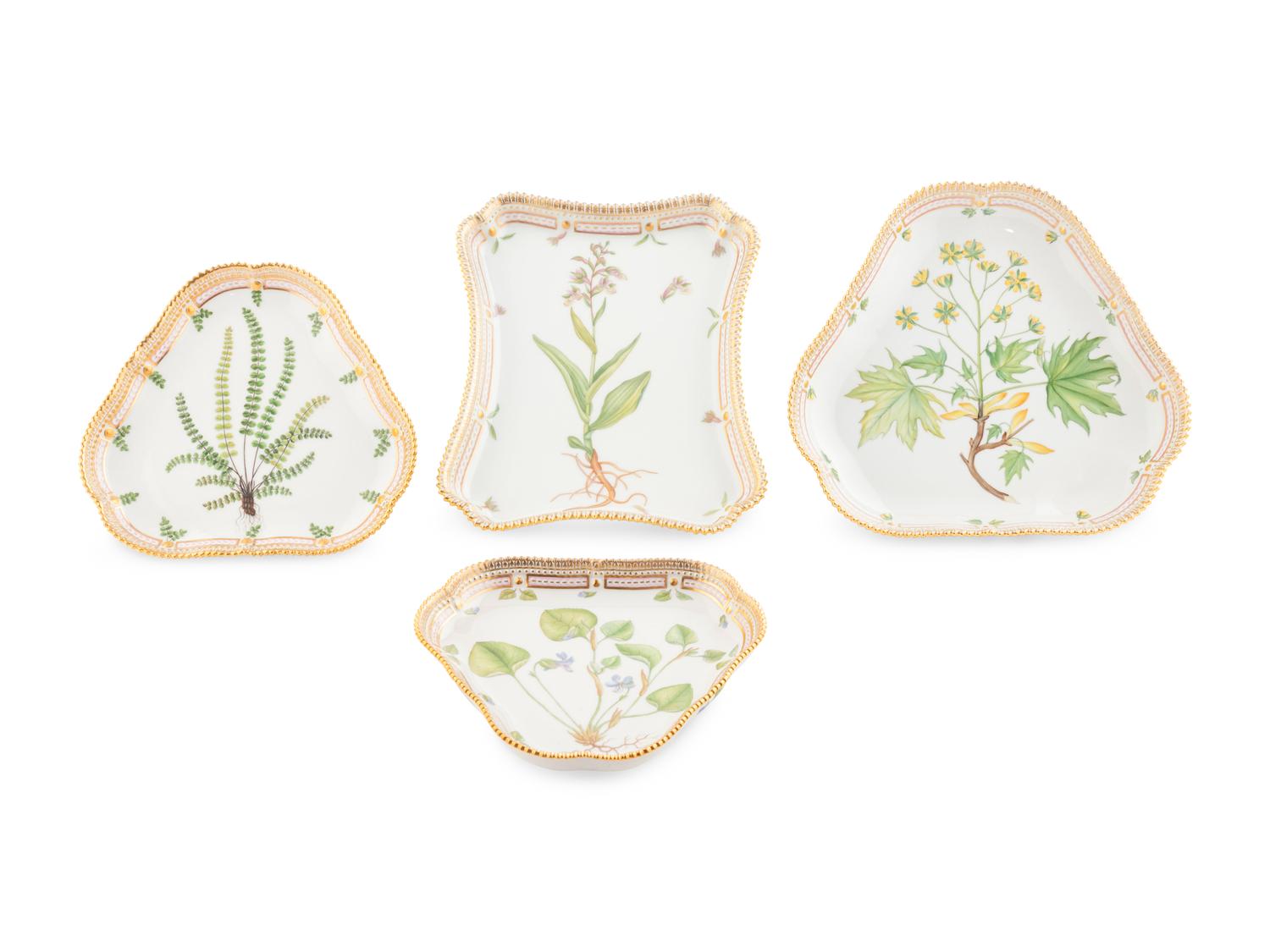 Four Royal Copenhagen Flora Danica Porcelain Table Articles