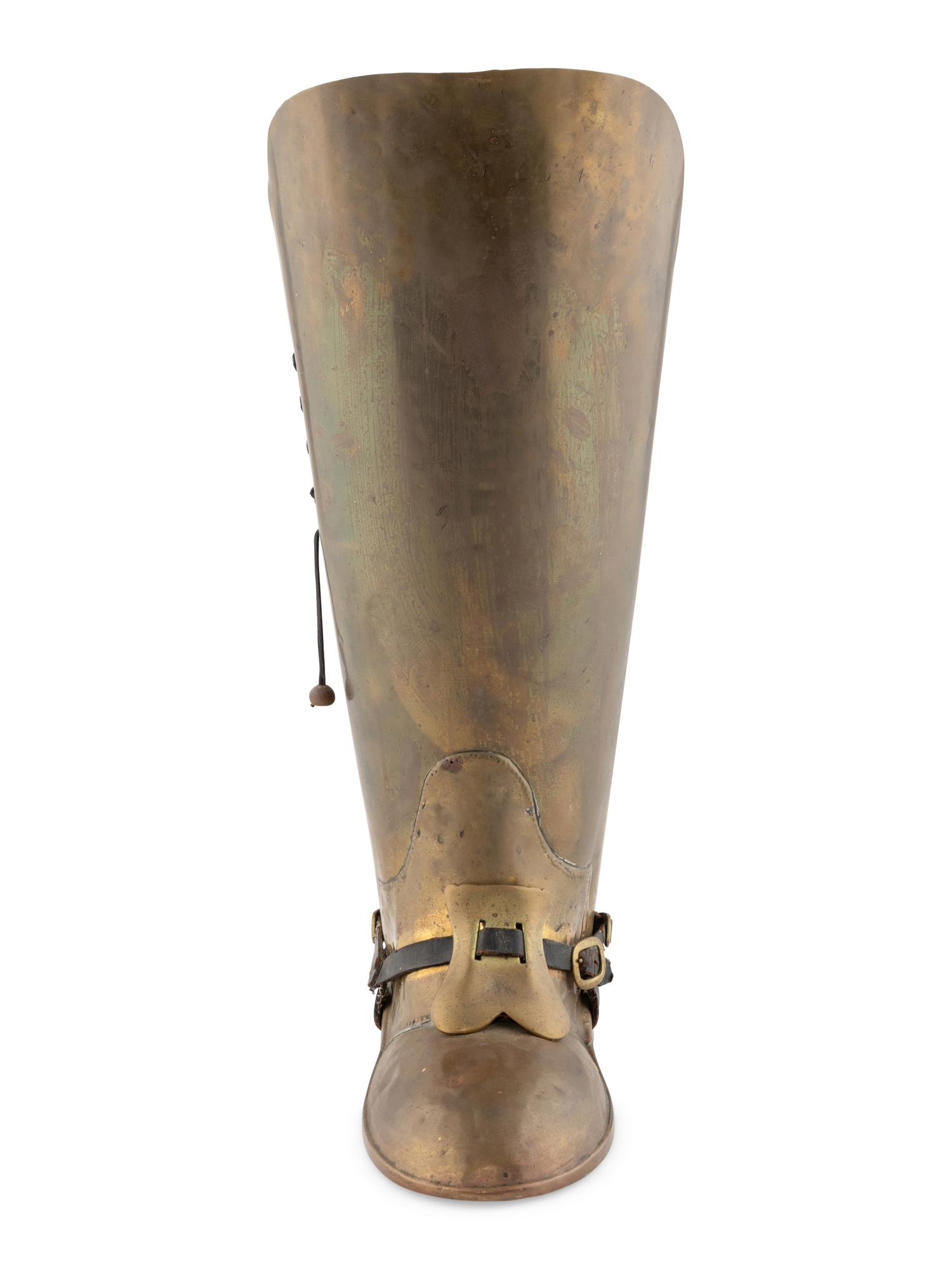 An English Brass Boot-Form Umbrella Stand