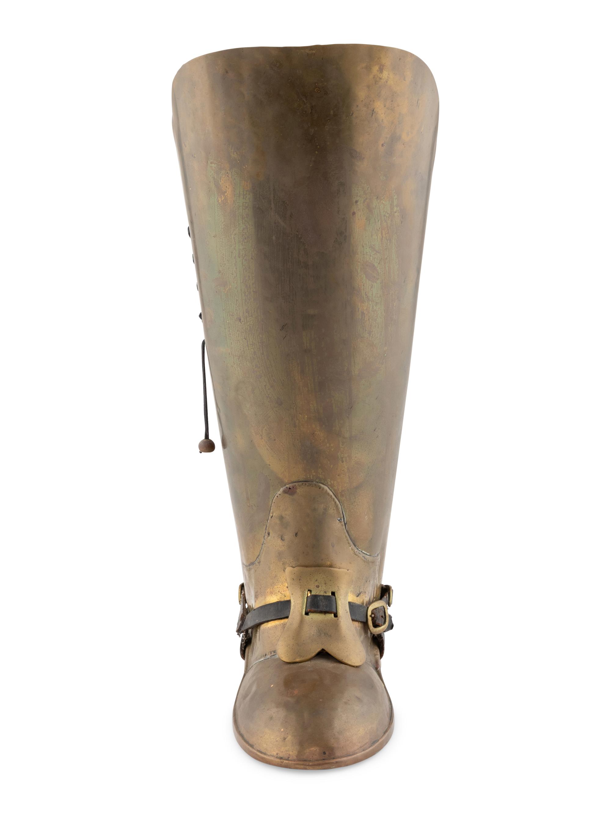 An English Brass Boot-Form Umbrella Stand