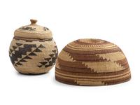 Northern California Basketry Hat and Lidded Container