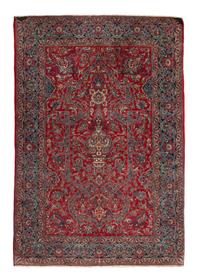 A Qum Silk Prayer Rug 7 feet x 4 feet 9 inches. — CIRCA 1950s