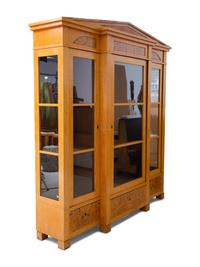 A German Neoclassical Birch Breakfront Bookcase