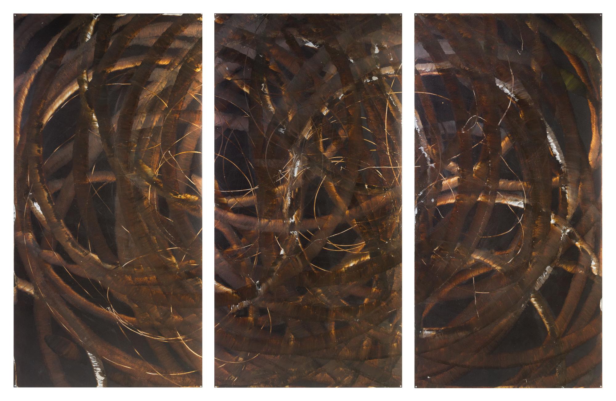 Aaron Young, (American, b. 1972), Burnout (Locals! Beware), 2007 (triptych)