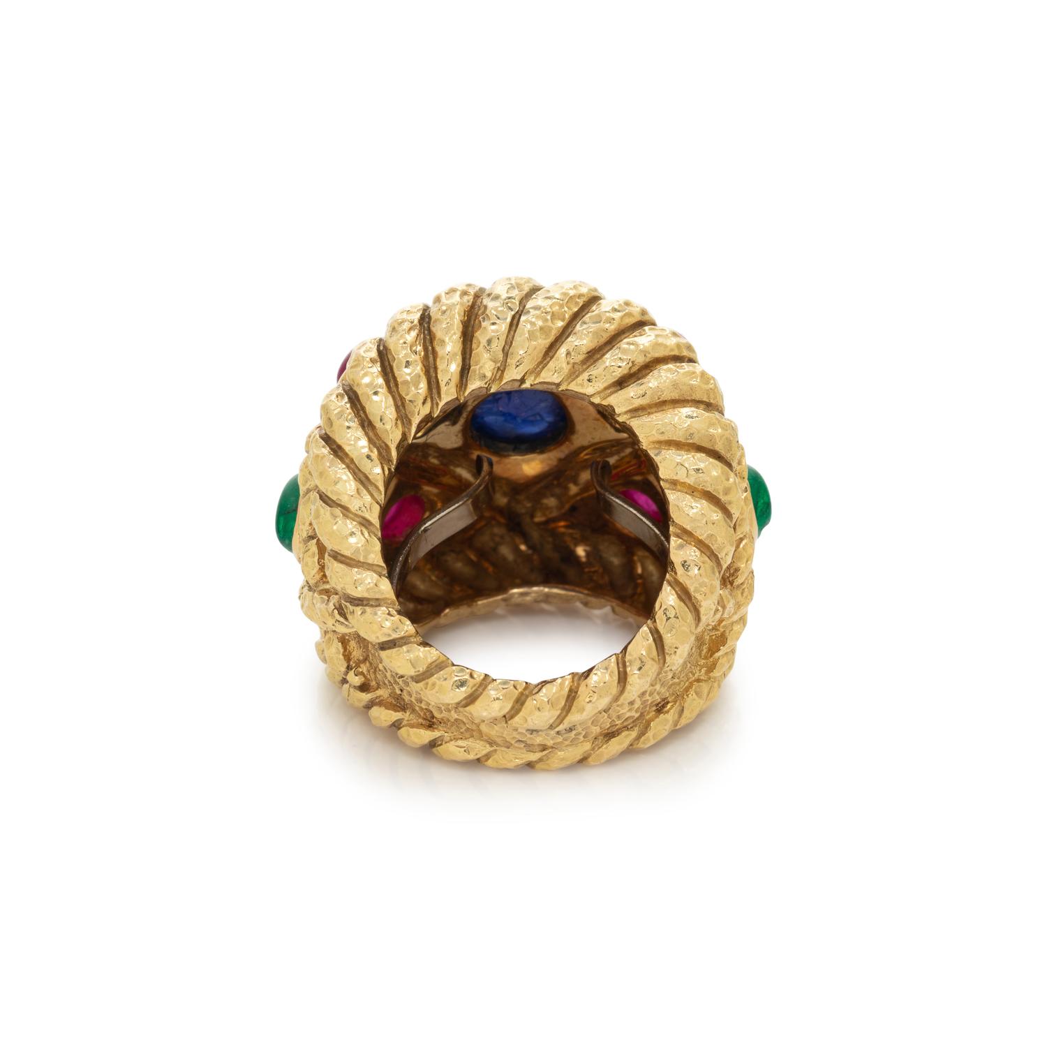 DAVID WEBB, YELLOW GOLD AND MULTIGEM RING