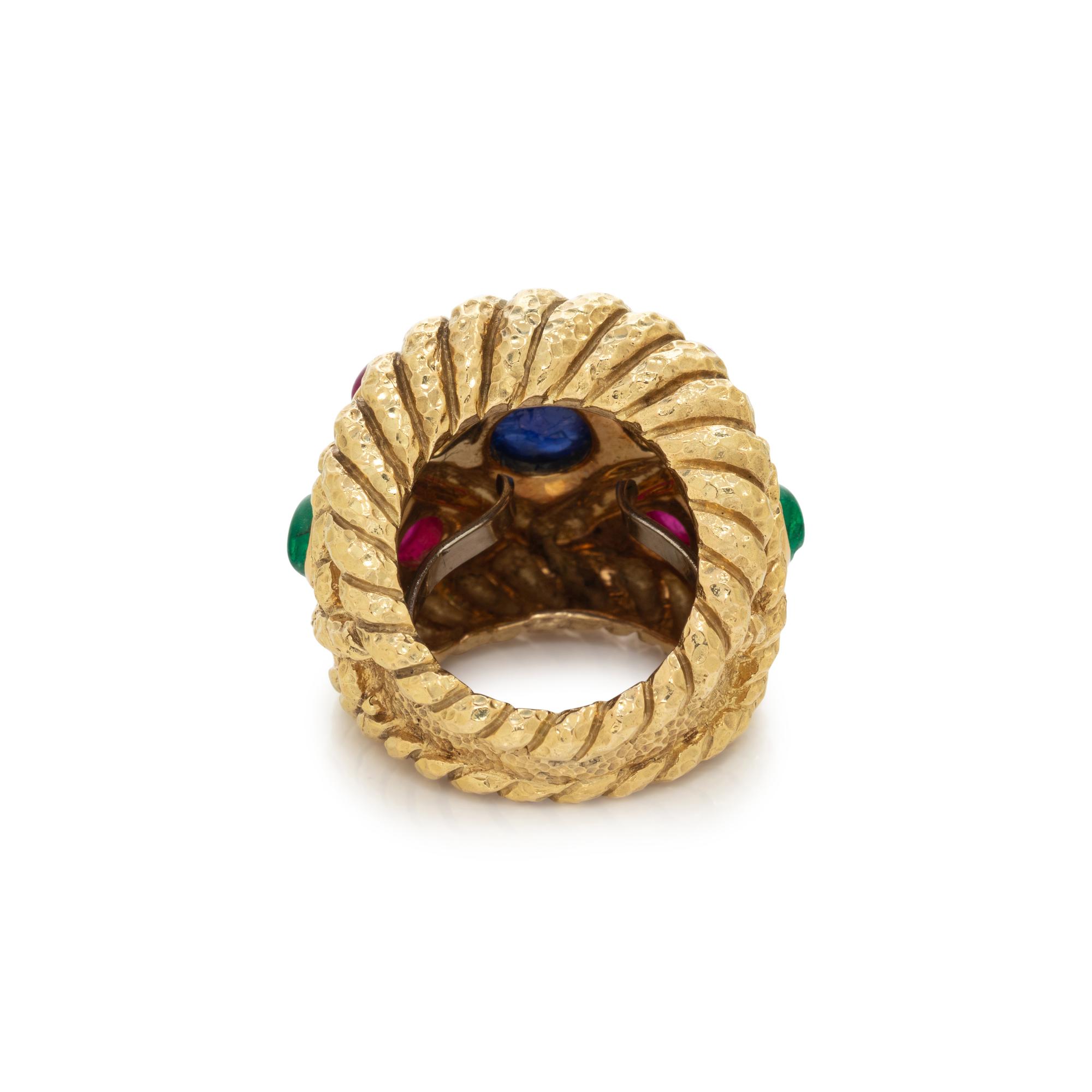 DAVID WEBB, YELLOW GOLD AND MULTIGEM RING