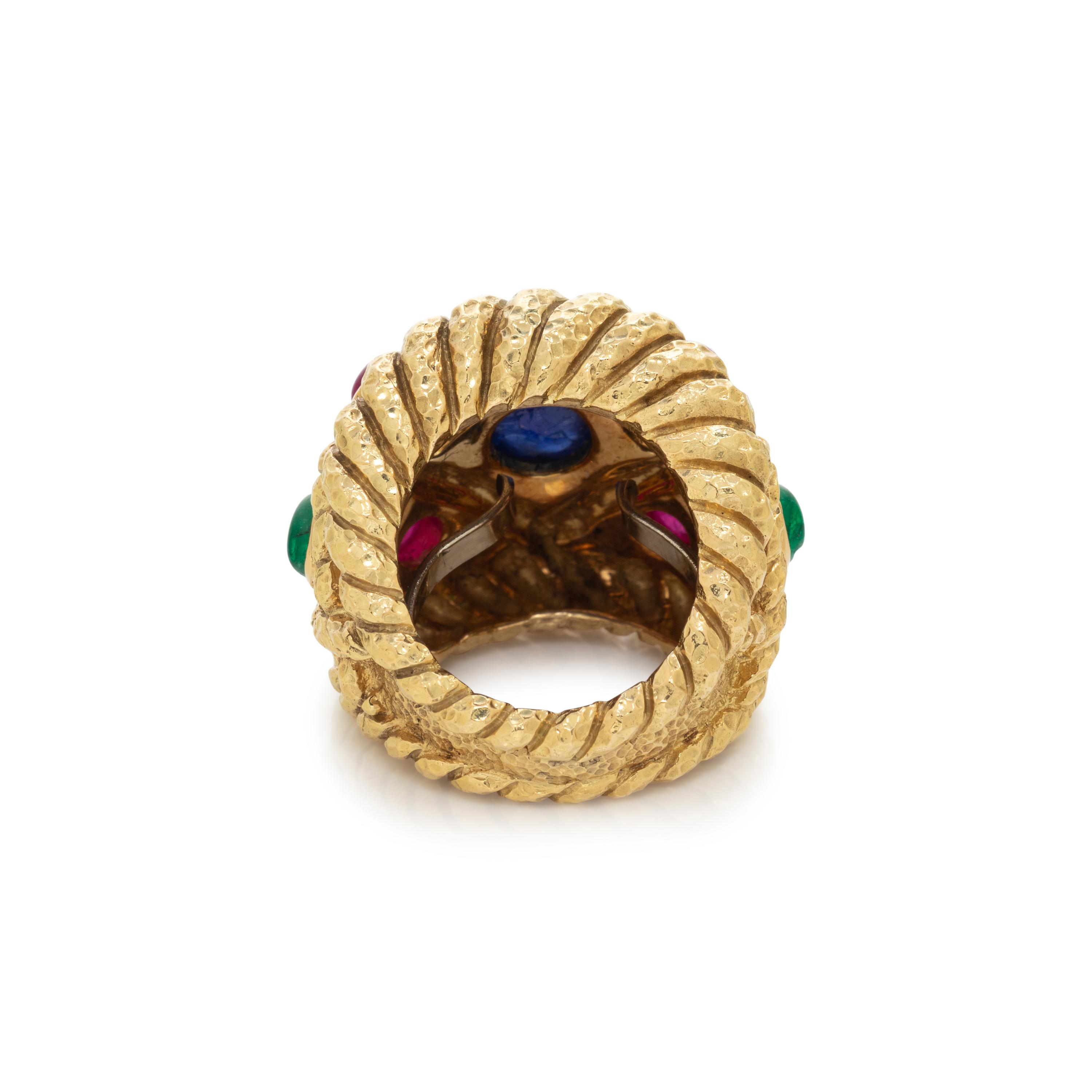 DAVID WEBB, YELLOW GOLD AND MULTIGEM RING