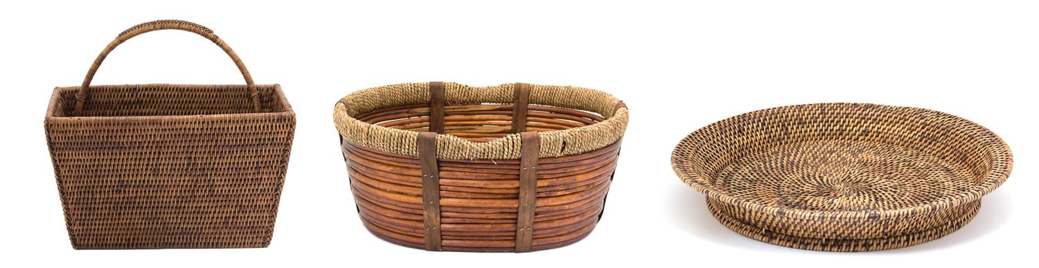 Three Wicker Articles Diameter of largest 23 1/4 inches. — 20TH CENTURY