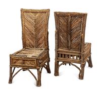 A Pair of Rustic Birch Side Chairs