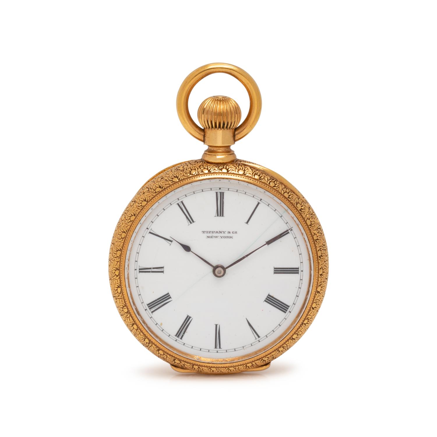 TIFFANY & CO., 18K YELLOW GOLD OPEN FACE POCKET WATCH