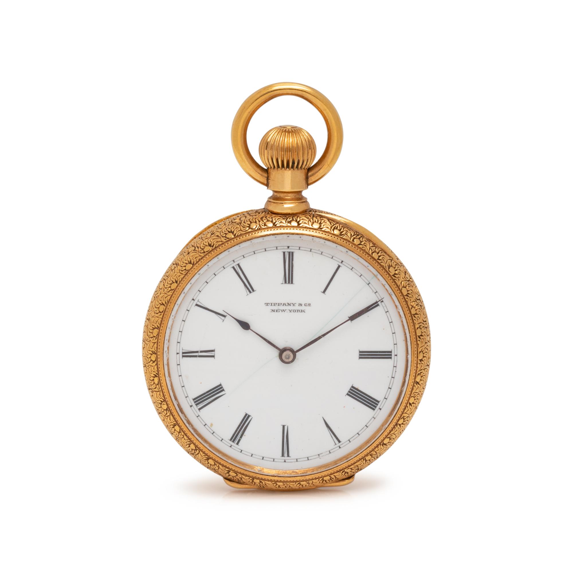 TIFFANY & CO., 18K YELLOW GOLD OPEN FACE POCKET WATCH