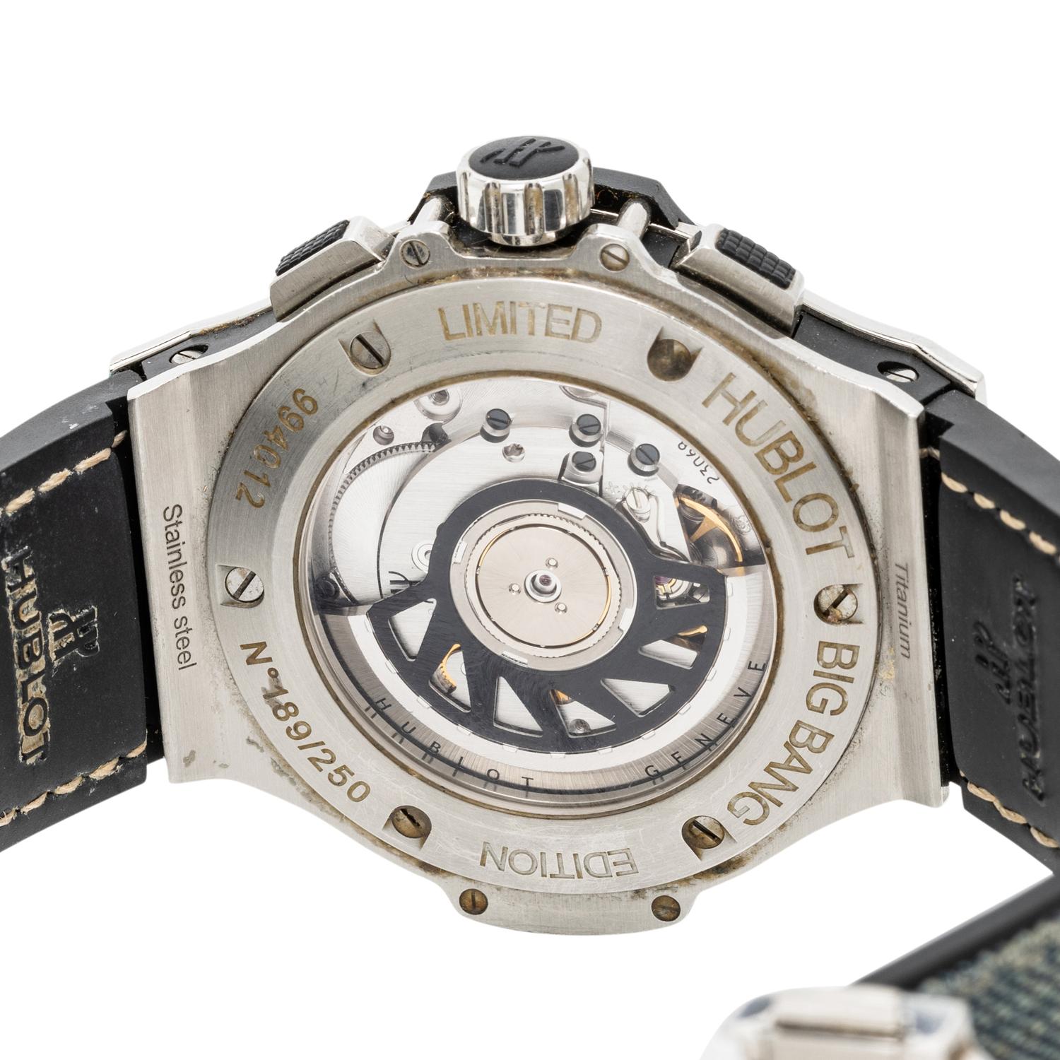 HUBLOT, 'BIG BANG' LIMITED EDITION 'JEANS' CHRONOGRAPH WATCH WITH DATE AND DIAMONDS