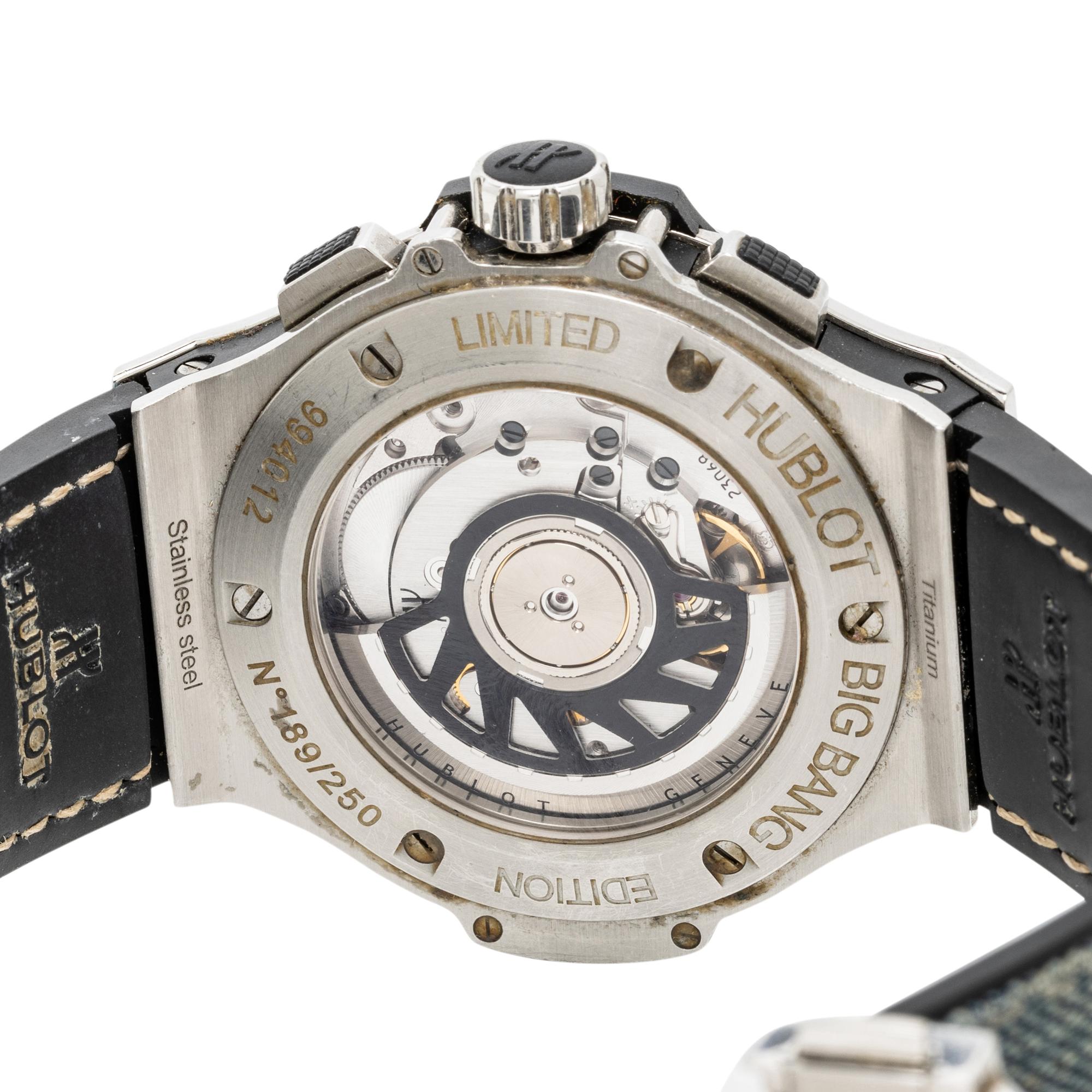 HUBLOT, 'BIG BANG' LIMITED EDITION 'JEANS' CHRONOGRAPH WATCH WITH DATE AND DIAMONDS