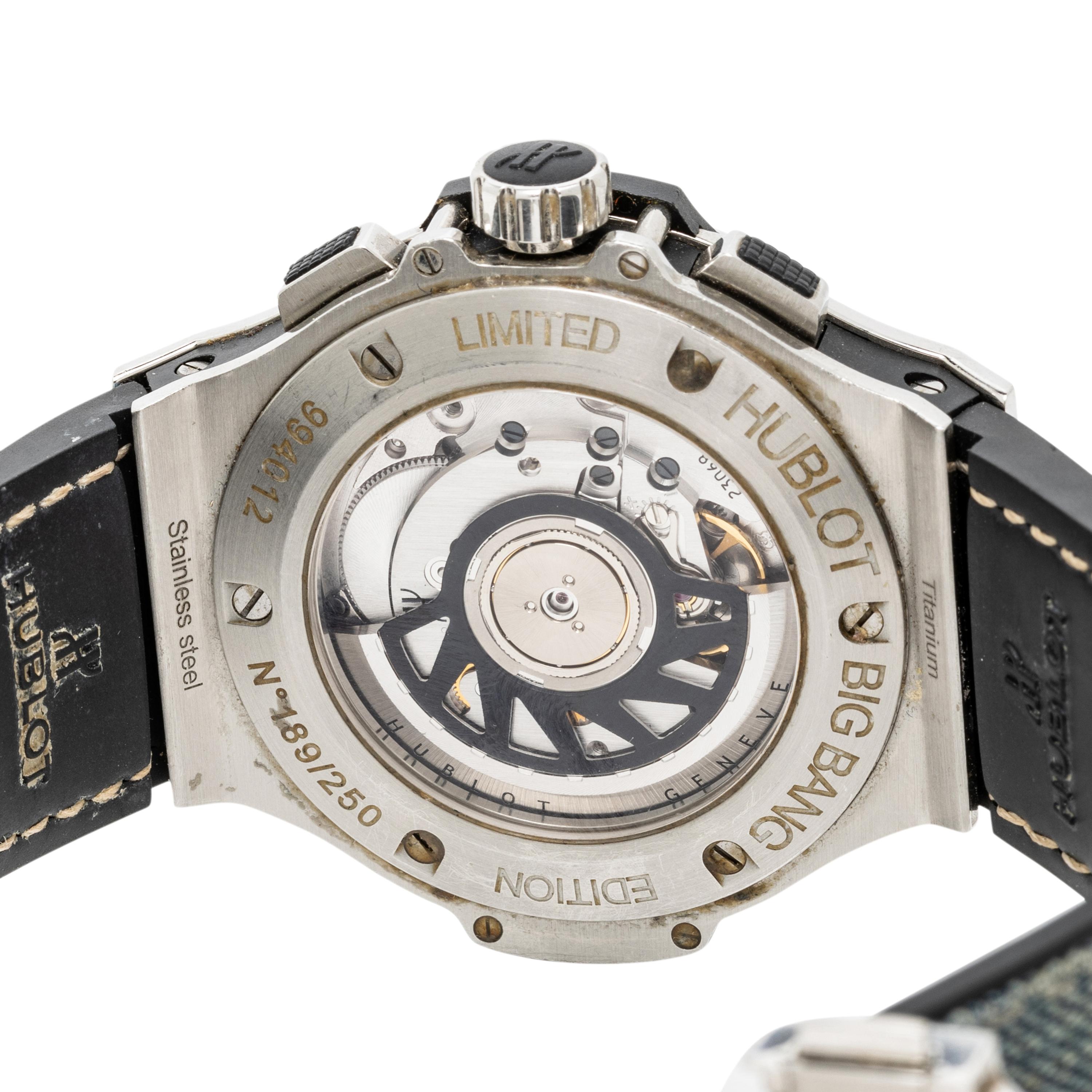 HUBLOT, 'BIG BANG' LIMITED EDITION 'JEANS' CHRONOGRAPH WATCH WITH DATE AND DIAMONDS