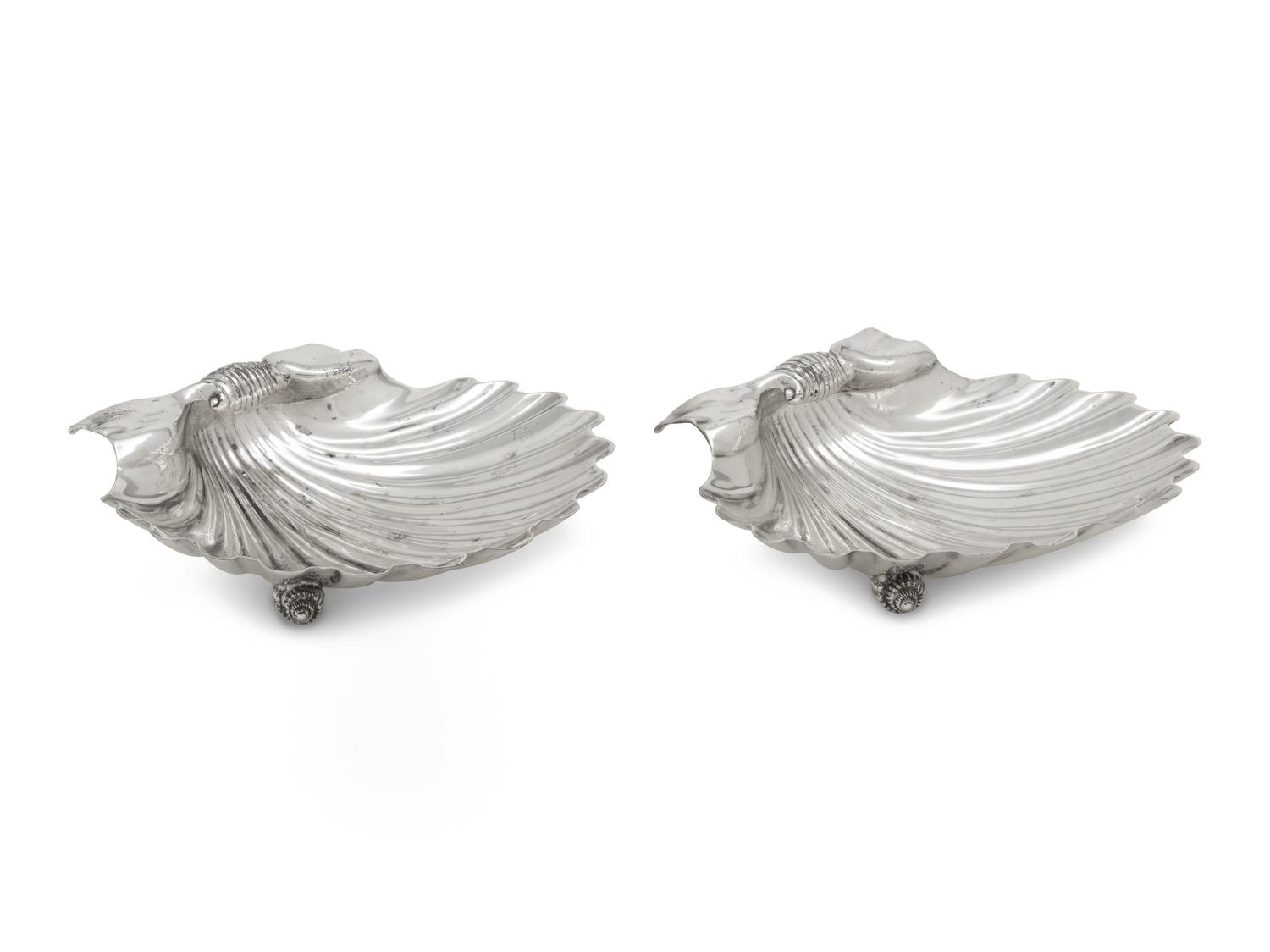 A Pair of Silver Shell-Form Dishes