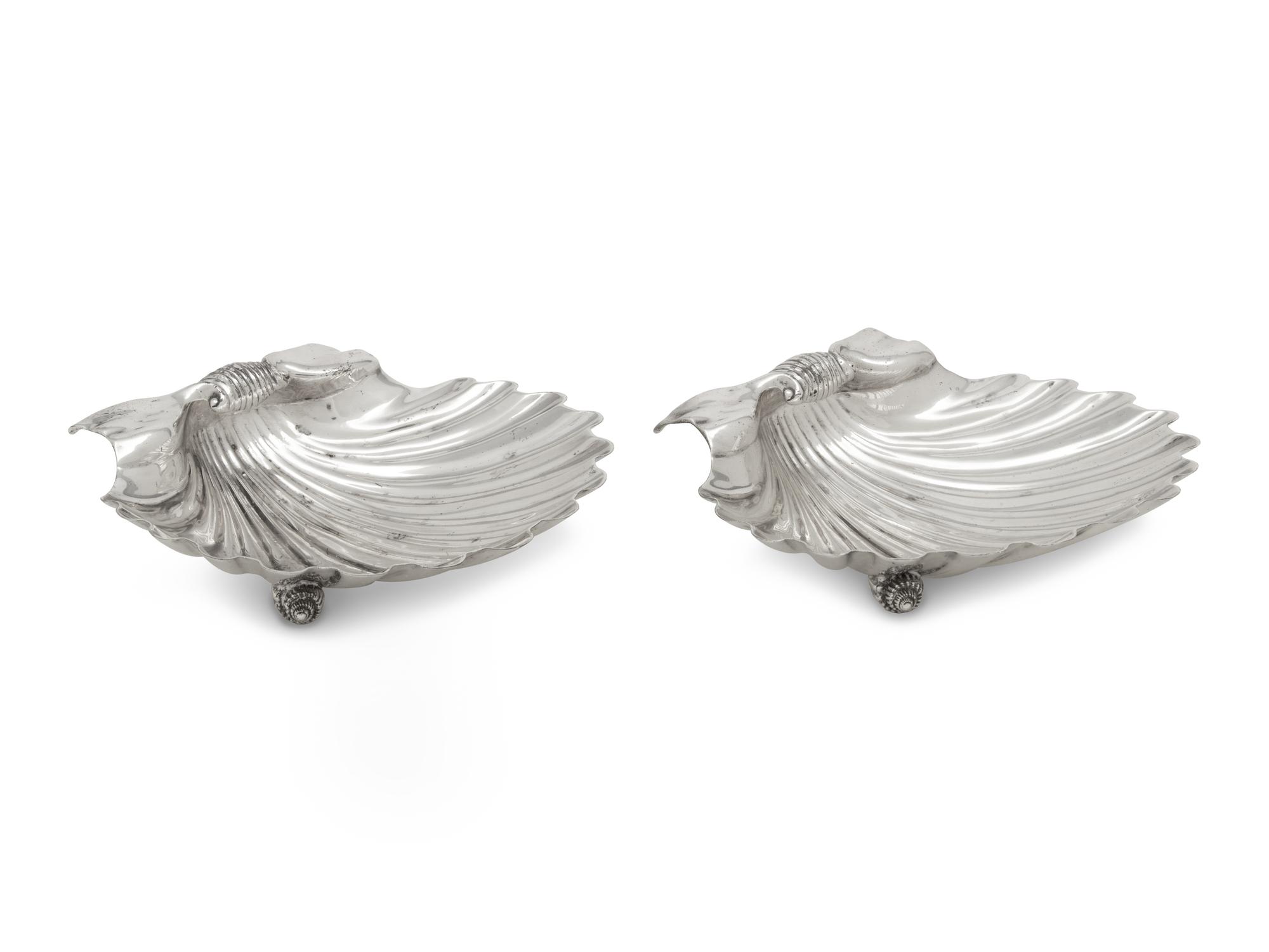 A Pair of Silver Shell-Form Dishes