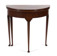 A George III Style Mahogany Demilune Card Table