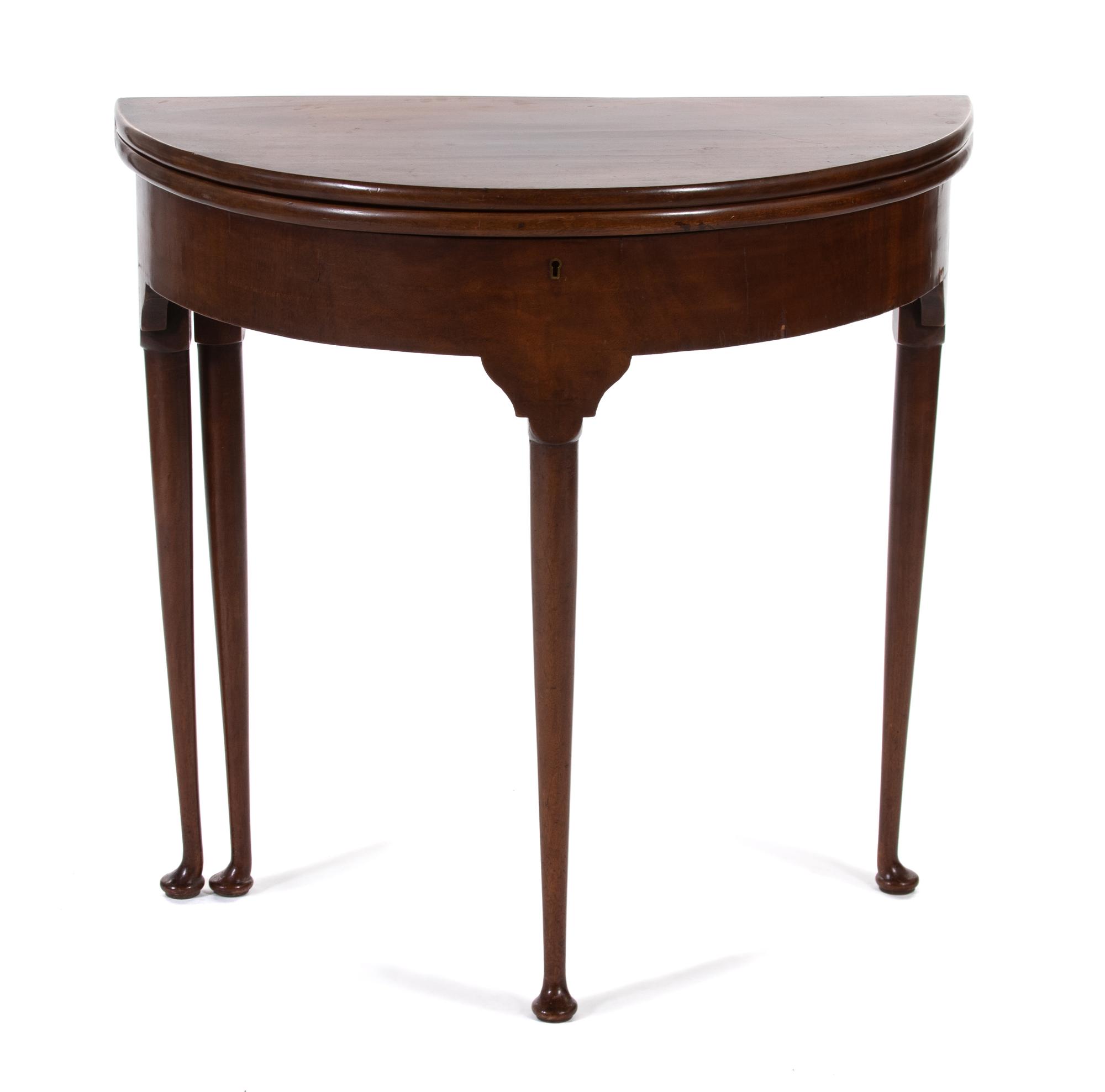 A George III Style Mahogany Demilune Card Table