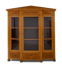 A German Neoclassical Birch Breakfront Bookcase