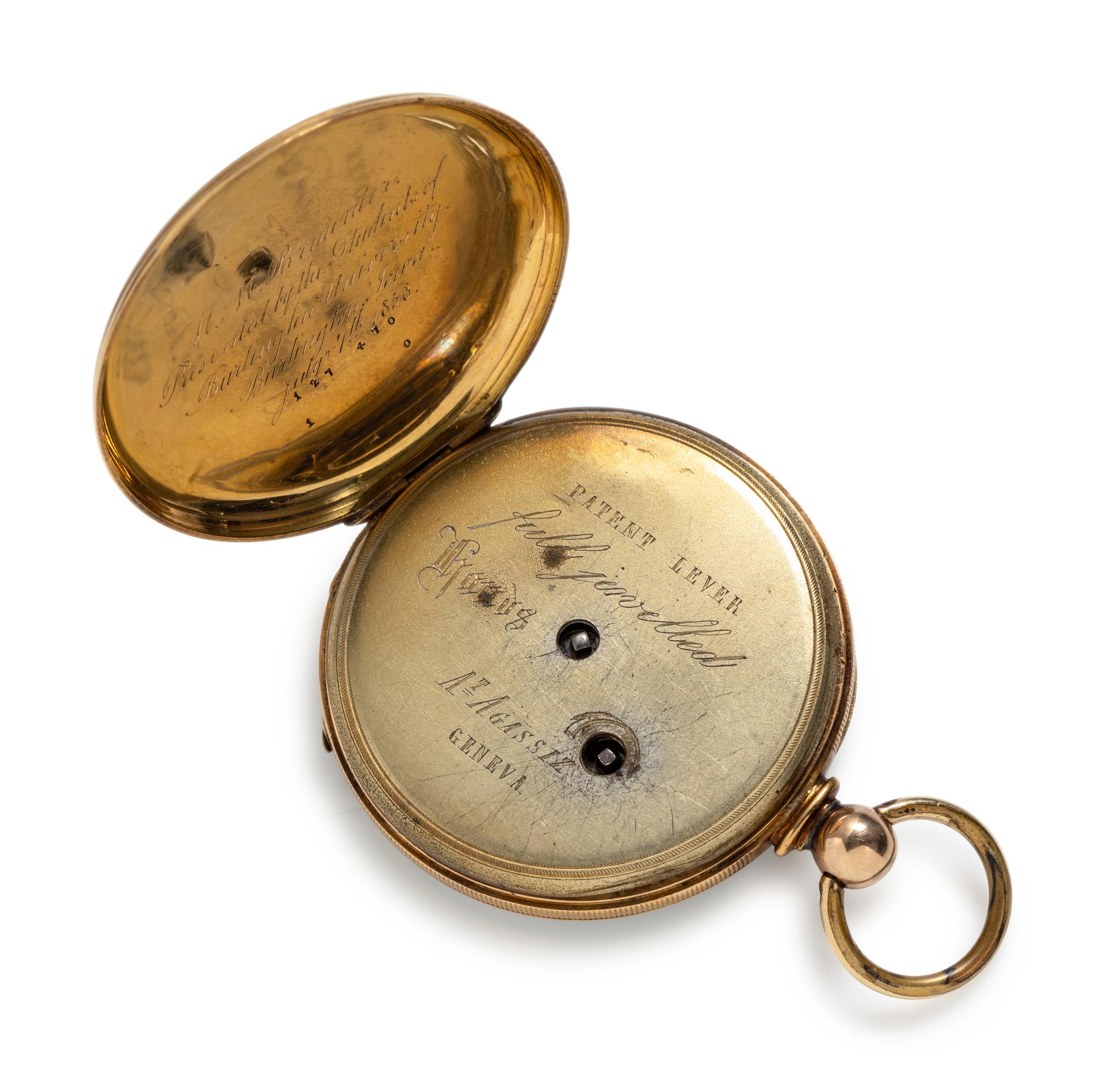 AGASSIZ, 14K YELLOW GOLD AND GOLD-FILLED POCKET WATCH