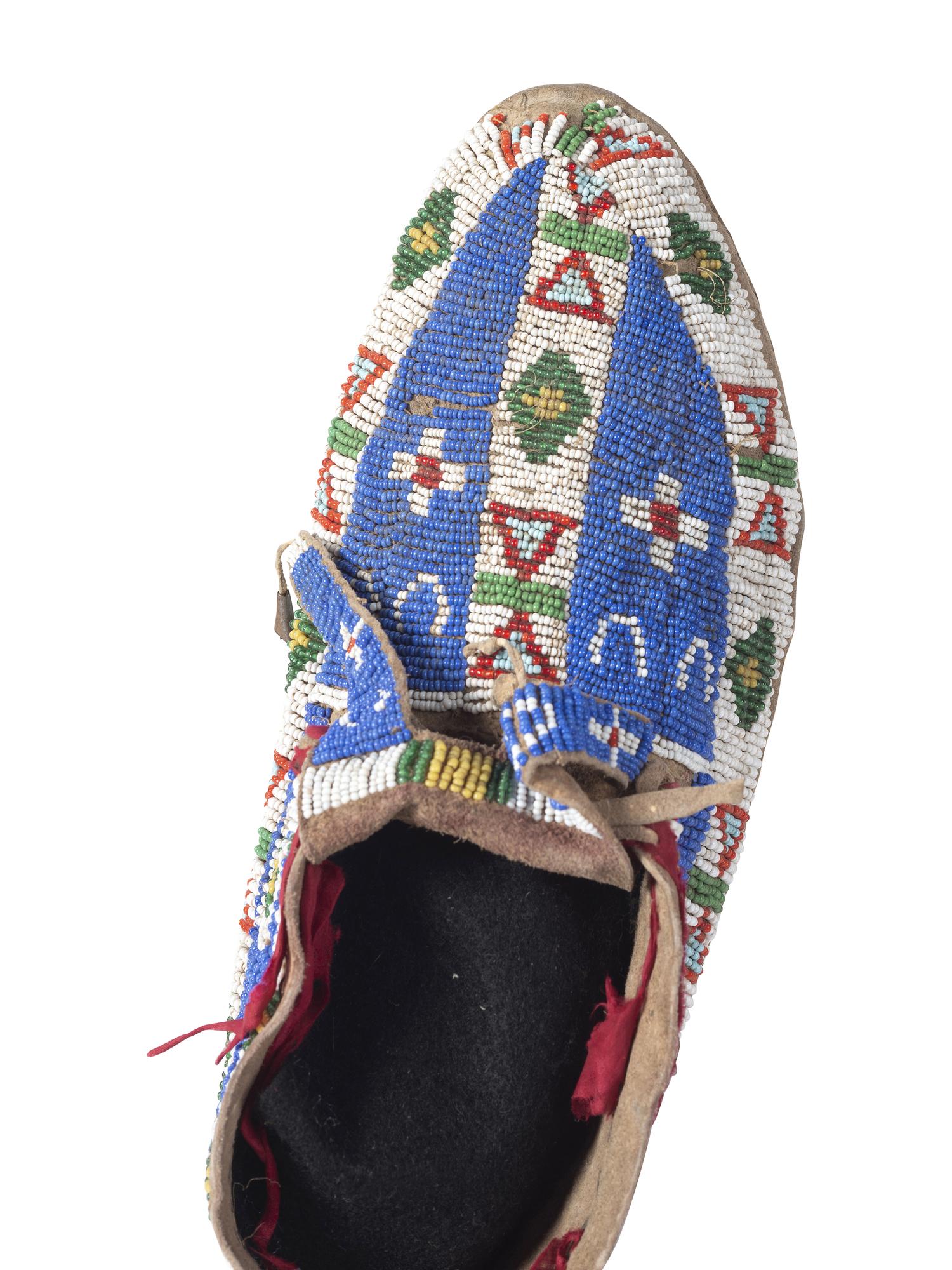 Sioux Beaded Hide Moccasins, with Horse Tracks