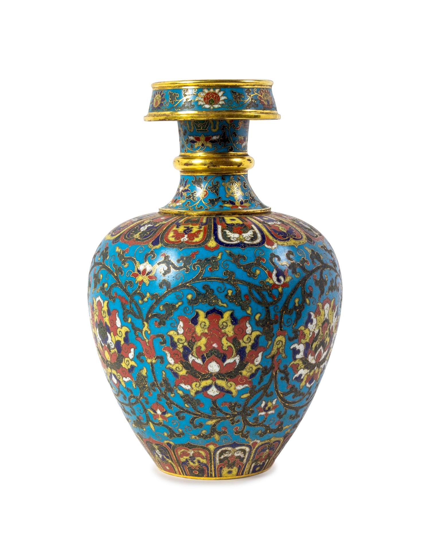 A Cloisonné Enamel ‘Lotus’ Altar Vase
