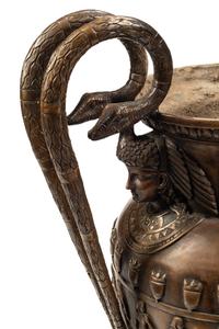 A Pair of Large Egyptian Revival Style Bronze Vases